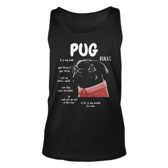 Cute Kawaii Black Pug Dog Rules Tank Top | Mazezy