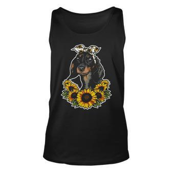 Cute Love Dog Sunflower Decor Dachshund Tank Top | Mazezy