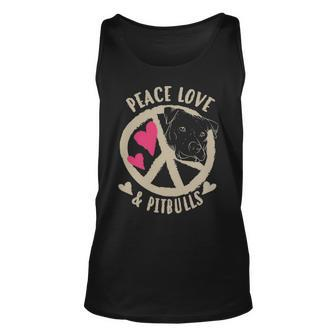 Cute Peace Love & Pitbulls Men And Women Tank Top | Mazezy