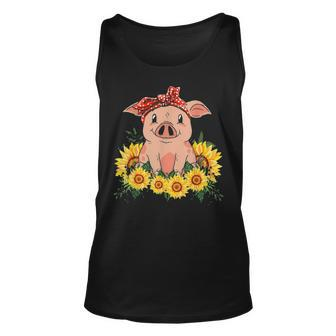 Cute Pig Bandana Sunflower Tank Top | Mazezy
