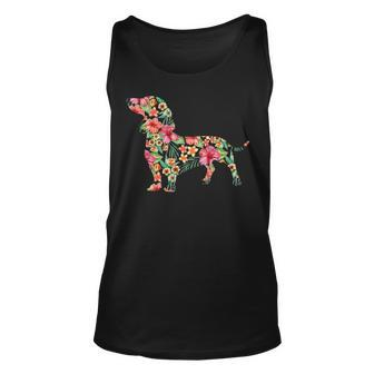 Dachshund Flower Dog Silhouette Floral Tank Top | Mazezy AU