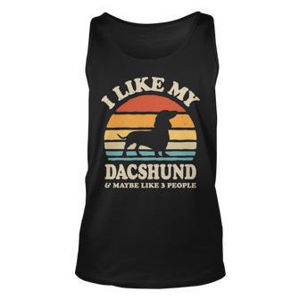 I Like My Dachshund And Maybe Like 3 People Dog Lover Retro Tank Top | Mazezy