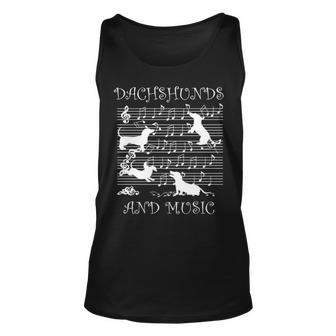 Dachshund Music Notes Musician Clef Piano Tank Top | Mazezy