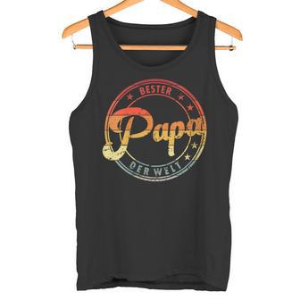 Damen Herren Retrointage Bester Papa Der Welt Mit-Ausschnitt Tank Top - Geschenkecke