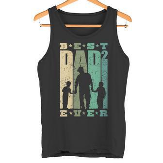 Damen Papa 2 Söhne Dad Hoch 2 Zweifacherater Mit-Ausschnitt Tank Top - Geschenkecke