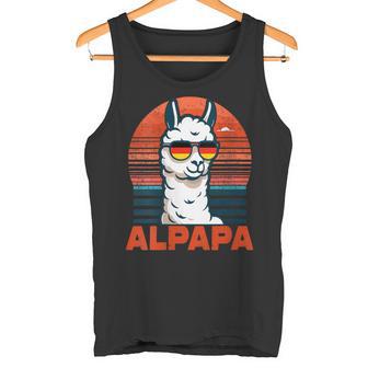 Damen Retrointage Alpapaatertag Bester Papa Alpaka Alpapa Mit-Ausschnitt Tank Top - Geschenkecke