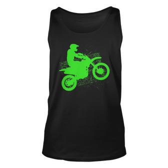 Dirt Bike Rider Tire Tracks Neon Green Youth Tank Top | Mazezy