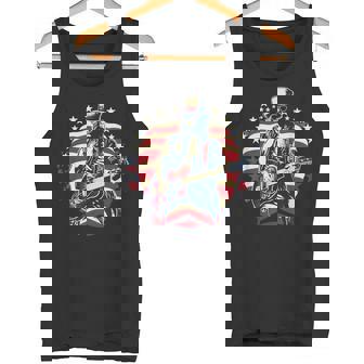 Disfraz De Rockero De Guitarra Eléctrica Para Fanáticos Rojos Blancos Y Azules Camiseta sin mangas - Regaloses