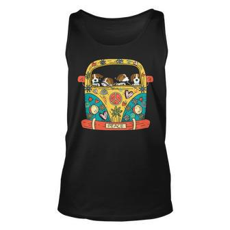 Dog Hippie Car Hippy Style Beagle Lover Tank Top | Mazezy