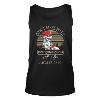 Don't Mess With Firefightersaurus Firefighter Tank Top | Mazezy