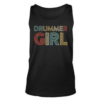 Drummer Girl Retro Vintage Drumming Musician Percussionist Tank Top | Mazezy UK