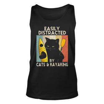 Easily Distracted By Cats & Kayaking Cat Lovers Kayakers Tank Top | Mazezy