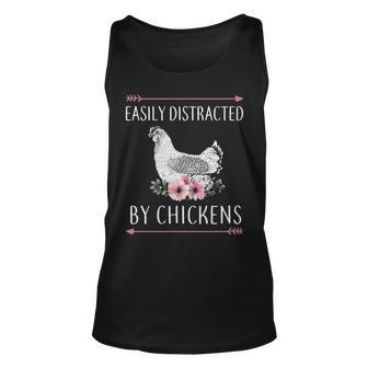 Easily Distracted By Chickens For Chicken Lovers Tank Top | Mazezy