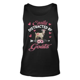 Easily Distracted By Goats Cute Floral Flower Goat Tank Top | Mazezy AU