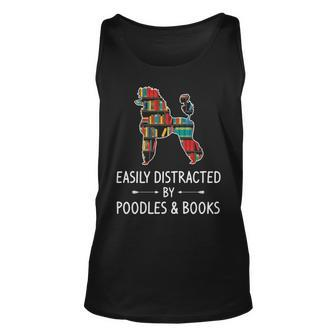 Easily Distracted By Poodles & Books Lover Dog Animal Tank Top | Mazezy