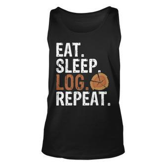 Eat Sleep Log Repeat Tree Logger Arborist Lumberjack Tank Top | Mazezy