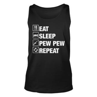 Eat Sleep Pew Pew Repeas Tank Top | Mazezy