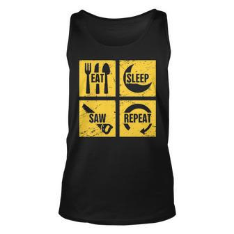 Eat Sleep Saw Repeat Carpenter Woodworking Tank Top | Mazezy