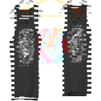 El Rey De La Selva Majesty Colorido Y Vibrante Estilo Pop Art León Camiseta sin mangas - Regaloses