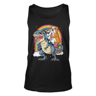 English Bulldog Unicorn Riding Dinosaur T Rex Tank Top | Mazezy DE