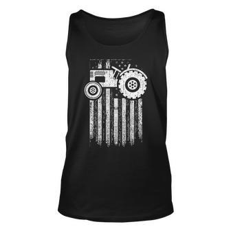 Farm Tractor With Distressed Usa Flag Tank Top | Mazezy