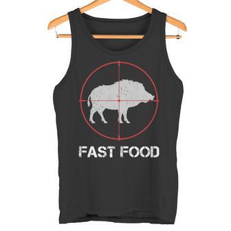 Fast Food Wildschweinjagd Lustige Tierwelt Jäger Papa Tank Top - Geschenkecke