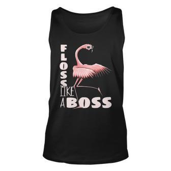 Floss Like A Boss Flamingo Flossing Bird Tank Top | Mazezy