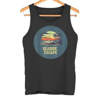 Flucht Am Meer Mit Palmen Und Sonnenuntergang Für Sommerfans Tank Top - Seseable