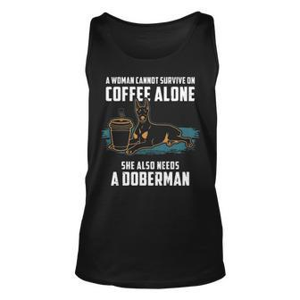 Doberman Mom Coffee And Dog Doberman Tank Top | Mazezy