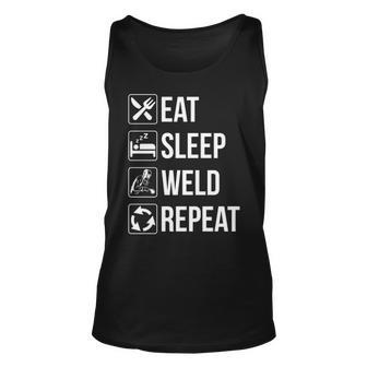 Eat Sleep Weld Repeat Welding Pullover Tank Top | Mazezy