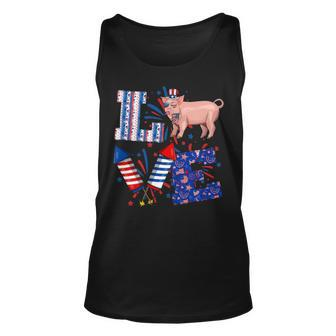 Love Pig Firework Usa Flag Indepedence Day July Th Tank Top | Mazezy