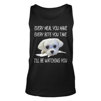 Maltese Dog Watching Owner Quote Puppy Mom Dad Tank Top | Mazezy
