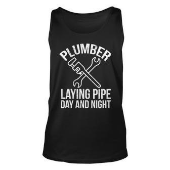 Plumbing Plumber Laying Pipe Day And Nigh Tank Top | Mazezy