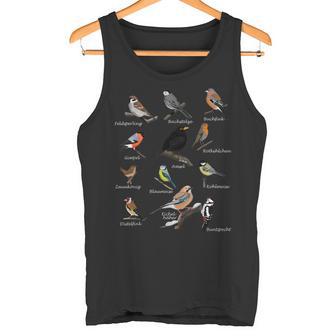 Garden Birds Bird Drawing Bird Chalkfink Buntspecht Bunting Tank Top - Seseable