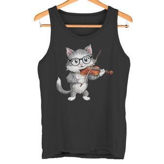 Gato Gracioso Con Gafas De Sol De Músicoiolíniola Camiseta sin mangas - Regaloses