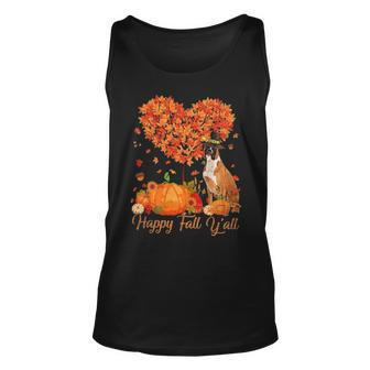 Happy Fall Y'all Boxer Dog Pumpkin Thanksgiving Tank Top | Mazezy