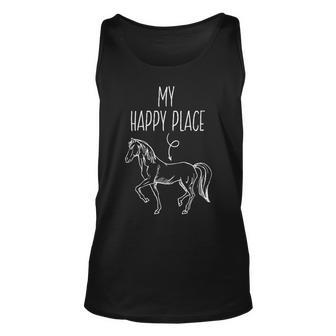 My Happy Place Horse Lover Horseback Riding Equestrian Tank Top | Mazezy