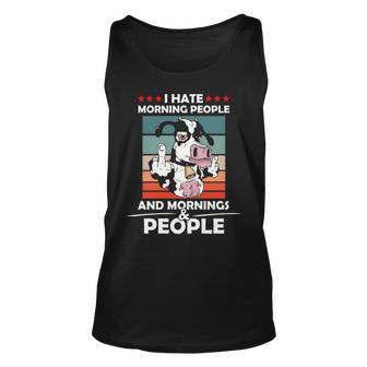 I Hate Morning People And Mornings And People Cool Cow Tank Top | Mazezy