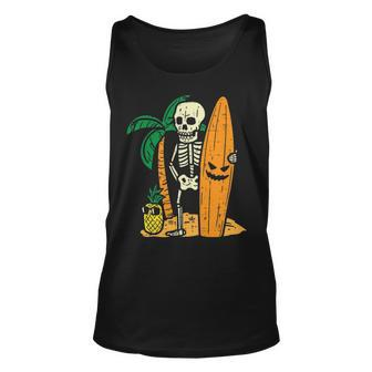Hawaii Surfer Skeleton Cool Chill Halloween Beach Tank Top | Mazezy AU