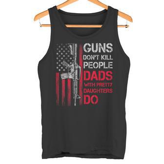 Herren Waffen Töten Keine Menschenäter Mit Hübschen Töchtern Humor Papa Tank Top - Geschenkecke