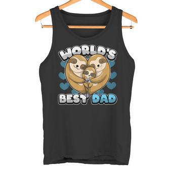 Herrenatertag World's Best Dad Niedlicher Faultier Papa Herz Familie Tank Top - Geschenkecke