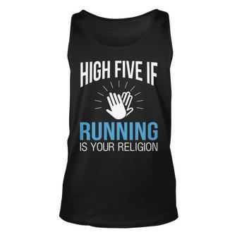 High Five If Running Is Your Religion Tank Top | Mazezy
