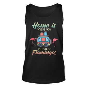 Home Is Where You Put Your Flamingos Tank Top | Mazezy