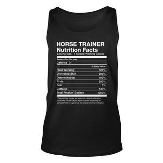 Horse Trainer Nutrition Facts List Tank Top | Mazezy