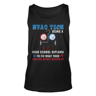 Hvac Tech High School Diploma Fix Messed Up College Degree Tank Top | Mazezy