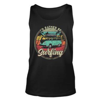 I'd Rather Be Surfing Retro Van Surfer Tank Top | Mazezy