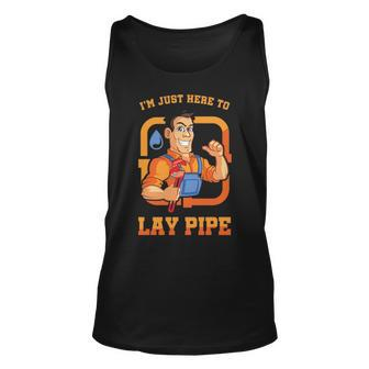I'm Just Here To Lay Pipe Plumber Plumbing Repairman Piping Pipes Repair Gif Tank Top | Mazezy AU