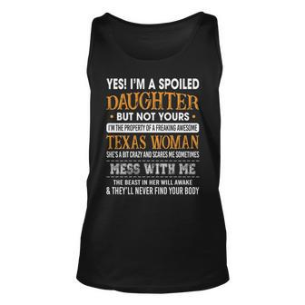I'm A Spoiled Daughter Of A Texas Woman Girls Ls Tank Top | Mazezy UK