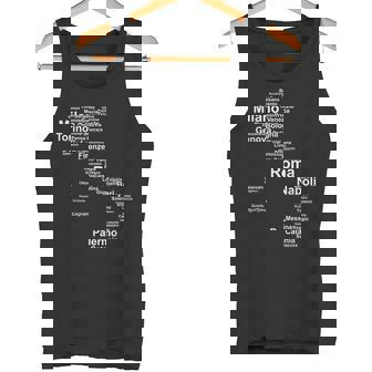 Italia Mapa Silueta Ciudades Roma Milániaje Italiano Camiseta sin mangas - Regaloses
