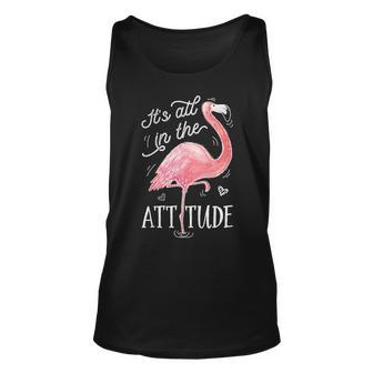 It's All In The Attitude Pink Flamingo Watercolor Tank Top | Mazezy